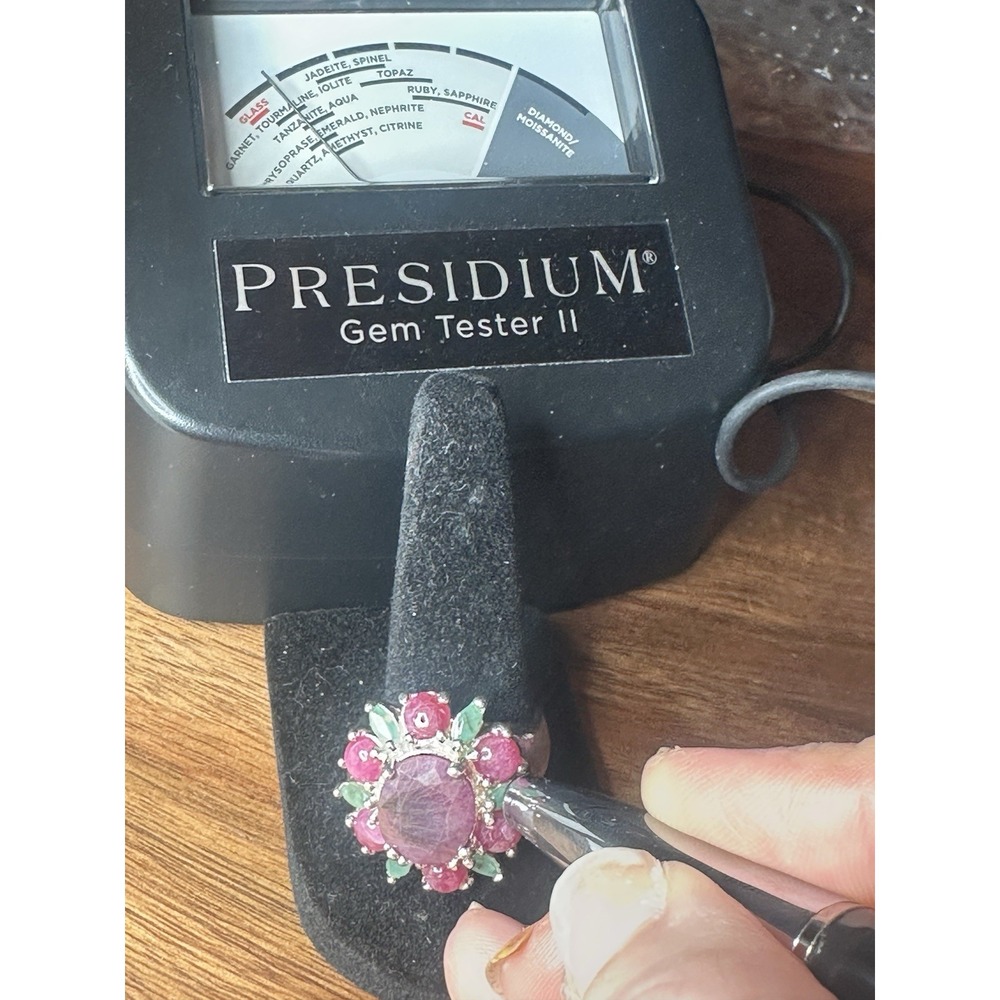 925 Sterling Silver Ring Ruby Emerald Natural Gem… - image 8